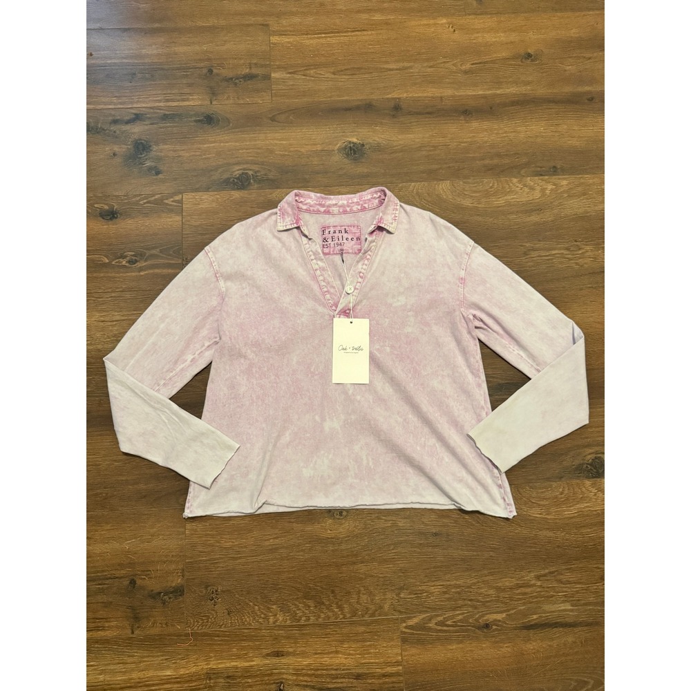 Frank & Eileen Lavender Stain Popover Henley Tee Lab Purple Cotton Polo Shirt XS - Picture 2 of 6